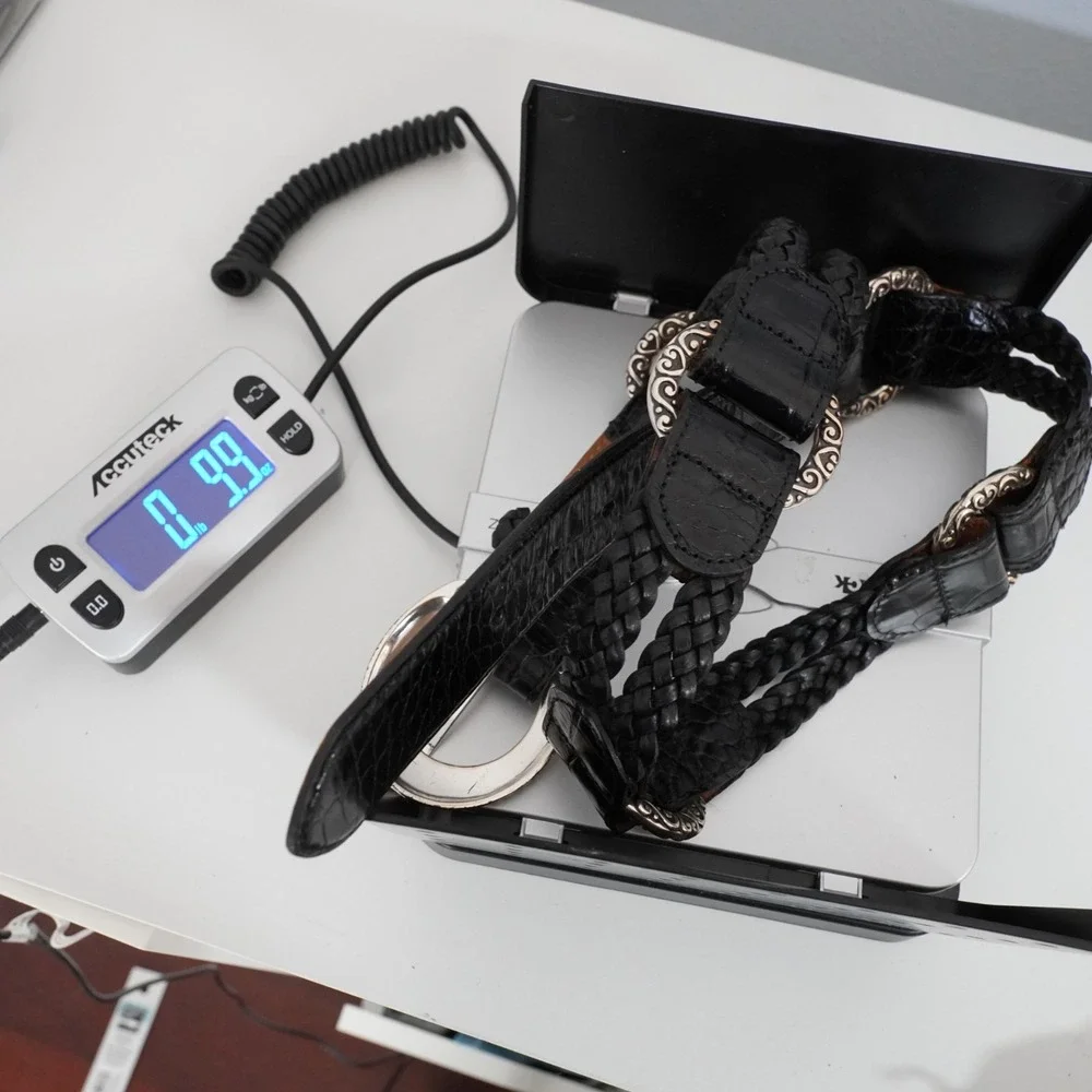 Brighton Leather Belt Womens 32 M Black Silver Buckle Braided Statement